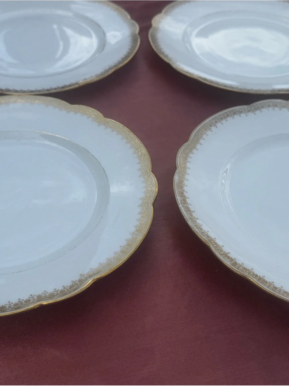 1890s Antique Limoges Bernardaud Gold Encrusted Salad Plates - Set of 4